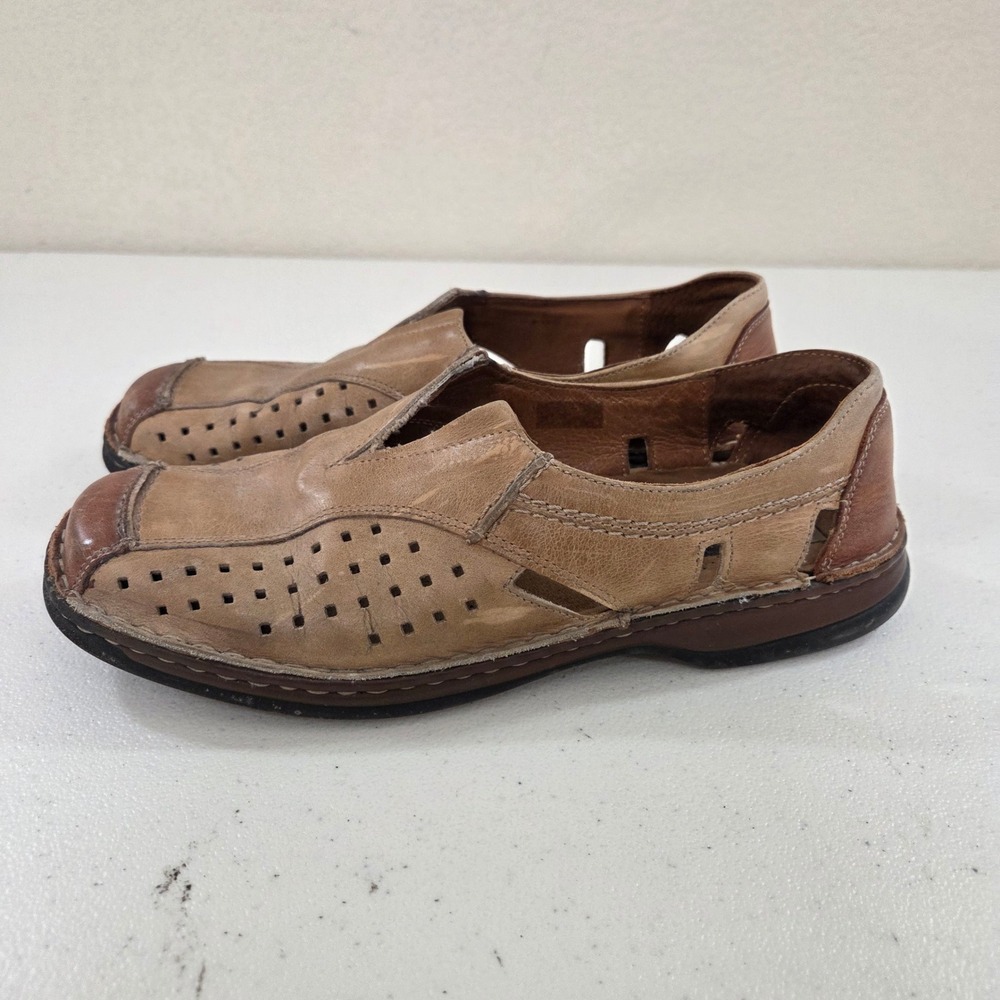 Josef Seibel Tan Leather Perforated Slip On Comfort Loafers Shoes EU 40 US 9-9.5